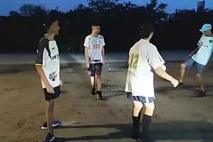Gay football hunk first time