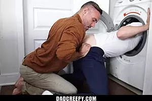 Blindfolded twink gets cum shower