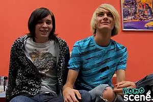 Two emo twinks with long hair dive into hardcore anal pounding. They finish with a wild cumshot.