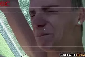 rough juicy threesome with amateur twinks in a car.