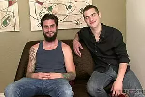 A straight hipster has sex with and impregnates a young and slender man